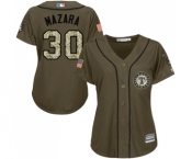 Women's Majestic Texas Rangers #30 Nomar Mazara Authentic Green Salute to Service MLB Jersey