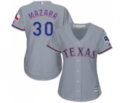 Women's Majestic Texas Rangers #30 Nomar Mazara Replica Grey Road Cool Base MLB Jersey