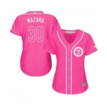 Women's Majestic Texas Rangers #30 Nomar Mazara Replica Pink Fashion Cool Base MLB Jersey