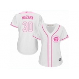 Women's Majestic Texas Rangers #30 Nomar Mazara Replica White Fashion Cool Base MLB Jersey