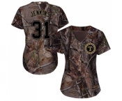 Women's Majestic Texas Rangers #31 Ferguson Jenkins Authentic Camo Realtree Collection Flex Base MLB Jersey