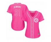 Women's Majestic Texas Rangers #31 Ferguson Jenkins Replica Pink Fashion Cool Base MLB Jersey