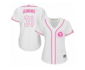 Women's Majestic Texas Rangers #31 Ferguson Jenkins Replica White Fashion Cool Base MLB Jersey