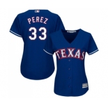 Women's Majestic Texas Rangers #33 Martin Perez Replica Royal Blue Alternate 2 Cool Base MLB Jersey