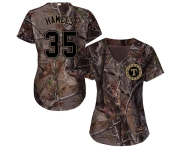 Women's Majestic Texas Rangers #35 Cole Hamels Authentic Camo Realtree Collection Flex Base MLB Jersey