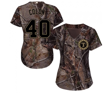 Women's Majestic Texas Rangers #40 Bartolo Colon Authentic Camo Realtree Collection Flex Base MLB Jersey