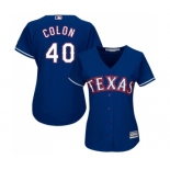 Women's Majestic Texas Rangers #40 Bartolo Colon Authentic Royal Blue Alternate 2 Cool Base MLB Jersey