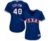 Women's Majestic Texas Rangers #40 Bartolo Colon Authentic Royal Blue Alternate 2 Cool Base MLB Jersey