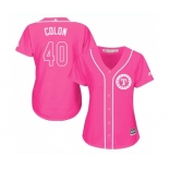 Women's Majestic Texas Rangers #40 Bartolo Colon Replica Pink Fashion Cool Base MLB Jersey