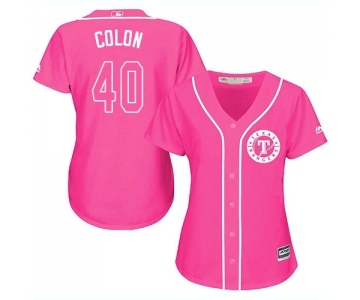 Women's Majestic Texas Rangers #40 Bartolo Colon Replica Pink Fashion Cool Base MLB Jersey