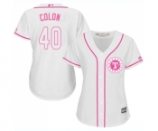 Women's Majestic Texas Rangers #40 Bartolo Colon Replica White Fashion Cool Base MLB Jersey