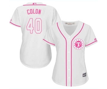 Women's Majestic Texas Rangers #40 Bartolo Colon Replica White Fashion Cool Base MLB Jersey