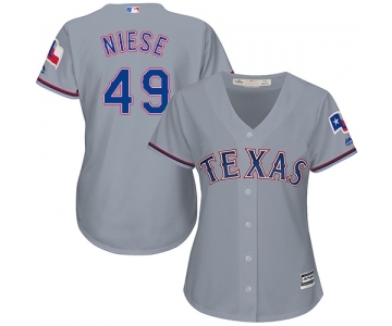 Women's Majestic Texas Rangers #49 Jon Niese Replica Grey Road Cool Base MLB Jersey