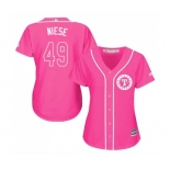 Women's Majestic Texas Rangers #49 Jon Niese Replica Pink Fashion Cool Base MLB Jersey