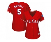 Women's Majestic Texas Rangers #5 Mike Napoli Authentic Red Alternate Cool Base MLB Jersey