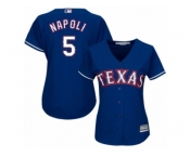 Women's Majestic Texas Rangers #5 Mike Napoli Authentic Royal Blue Alternate 2 Cool Base MLB Jersey