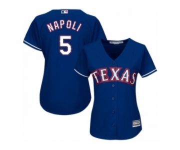 Women's Majestic Texas Rangers #5 Mike Napoli Authentic Royal Blue Alternate 2 Cool Base MLB Jersey