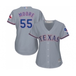 Women's Majestic Texas Rangers #55 Matt Moore Authentic Grey Road Cool Base MLB Jersey