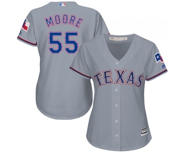 Women's Majestic Texas Rangers #55 Matt Moore Authentic Grey Road Cool Base MLB Jersey