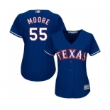 Women's Majestic Texas Rangers #55 Matt Moore Authentic Royal Blue Alternate 2 Cool Base MLB Jersey