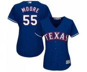 Women's Majestic Texas Rangers #55 Matt Moore Replica Royal Blue Alternate 2 Cool Base MLB Jersey