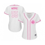 Women's Majestic Texas Rangers #55 Matt Moore Replica White Fashion Cool Base MLB Jersey