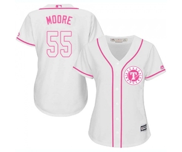 Women's Majestic Texas Rangers #55 Matt Moore Replica White Fashion Cool Base MLB Jersey