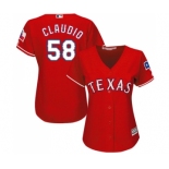 Women's Majestic Texas Rangers #58 Alex Claudio Replica Red Alternate Cool Base MLB Jersey