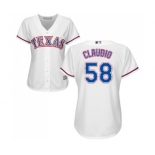 Women's Majestic Texas Rangers #58 Alex Claudio Replica White Home Cool Base MLB Jersey