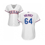 Women's Majestic Texas Rangers #64 Edinson Volquez Replica White Home Cool Base MLB Jersey