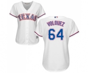 Women's Majestic Texas Rangers #64 Edinson Volquez Replica White Home Cool Base MLB Jersey