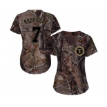 Women's Majestic Texas Rangers #7 Ivan Rodriguez Authentic Camo Realtree Collection Flex Base MLB Jersey