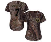 Women's Majestic Texas Rangers #7 Ivan Rodriguez Authentic Camo Realtree Collection Flex Base MLB Jersey