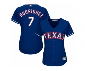 Women's Majestic Texas Rangers #7 Ivan Rodriguez Authentic Royal Blue Alternate 2 Cool Base MLB Jersey