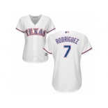 Women's Majestic Texas Rangers #7 Ivan Rodriguez Authentic White Home Cool Base MLB Jersey