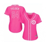 Women's Majestic Texas Rangers #84 Prince Fielder Authentic Pink Fashion Cool Base MLB Jersey