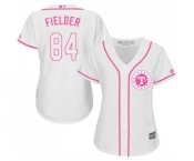 Women's Majestic Texas Rangers #84 Prince Fielder Authentic White Fashion Cool Base MLB Jersey