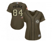 Women's Majestic Texas Rangers #84 Prince Fielder Replica Green Salute to Service MLB Jersey