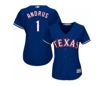 Women's Texas Rangers #1 Elvis Andrus Blue Alternate Stitched MLB Jersey