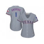 Women's Texas Rangers #1 Elvis Andrus Grey Road Stitched MLB Jersey