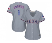 Women's Texas Rangers #1 Elvis Andrus Grey Road Stitched MLB Jersey