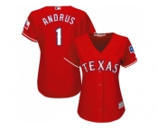 Women's Texas Rangers #1 Elvis Andrus Red Alternate Stitched MLB Jersey