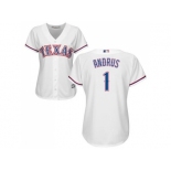 Women's Texas Rangers #1 Elvis Andrus White Home Stitched MLB Jersey