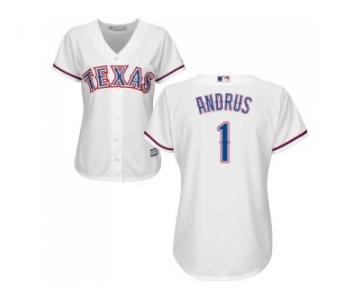 Women's Texas Rangers #1 Elvis Andrus White Home Stitched MLB Jersey