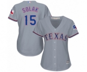 Women's Texas Rangers #15 Nick Solak Authentic Grey Road Cool Base Baseball Player Jersey