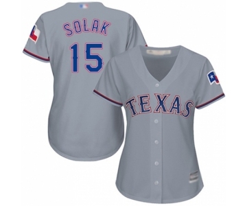 Women's Texas Rangers #15 Nick Solak Authentic Grey Road Cool Base Baseball Player Jersey