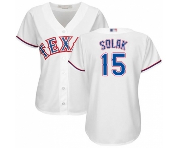 Women's Texas Rangers #15 Nick Solak Authentic White Home Cool Base Baseball Player Jersey