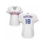 Women's Texas Rangers #18 Moreland White Road Stitched MLB Jersey