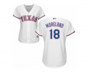 Women's Texas Rangers #18 Moreland White Road Stitched MLB Jersey