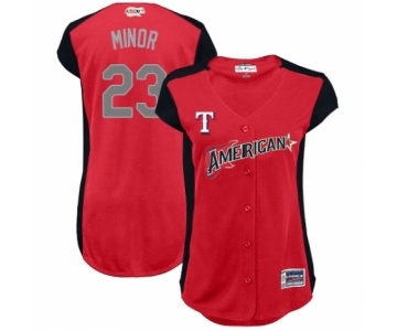 Women's Texas Rangers #23 Mike Minor Authentic Red American League 2019 Baseball All-Star Jersey